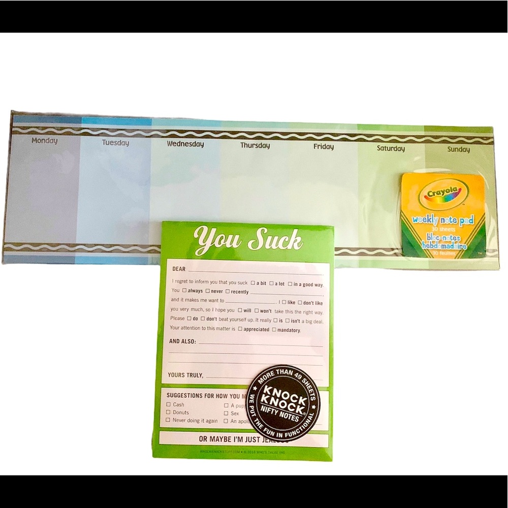 NWT days of the week planner pad/funny memo pad